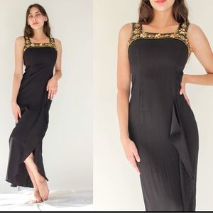 Vintage 90s Jessica McClintock Black Rayon - S